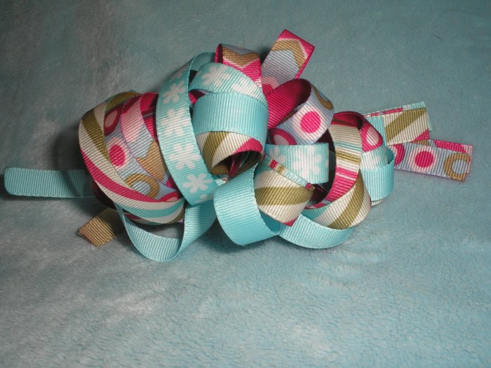 Icy Blue Christmas Loopy hairbow!