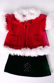 Green Christmas Dress and Red Coat