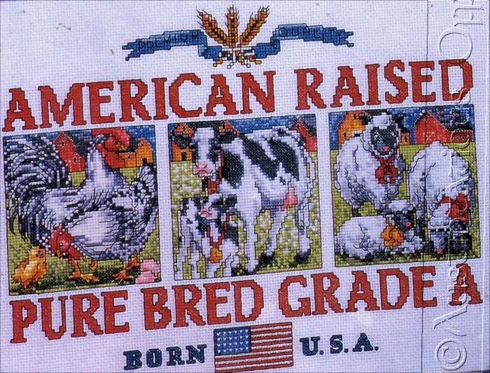 COUNTRY SAMPLER CROSS STITCH KIT COW SHEEP CHICKENS