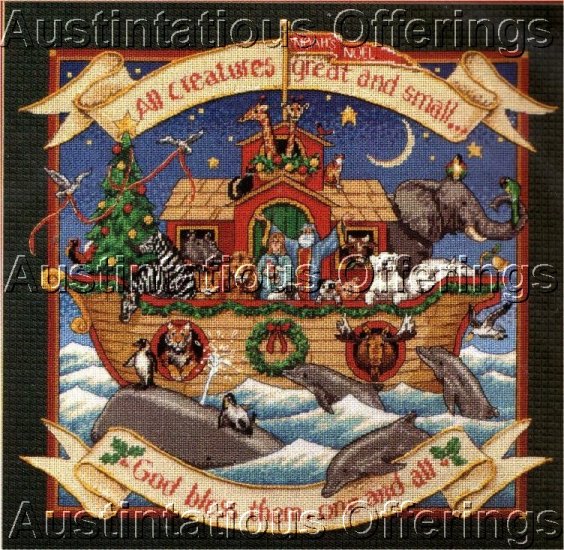 RARE HIMSWORTH NOAHS ARK CHRISTMAS NEEDLEPOINT PILLOW/PICTURE KIT DOLPHINS WHALES PENGUINS