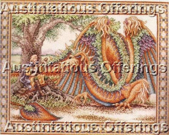 HARD TO FIND WENTZLER MEDIEVAL DRAGON CROSS STITCH KIT EVENWEAVE