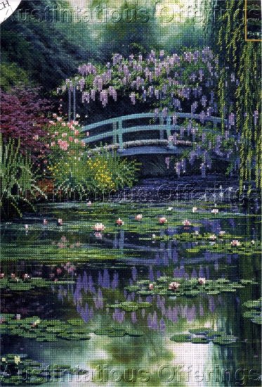 IMPRESSIONIST EMBELLISHED CROSS STITCH KIT MONET BRIDGE