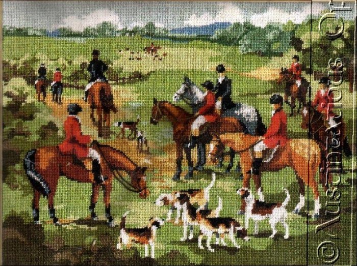 RARE RIDING TO HOUNDS FOX HUNT NEEDLEPOINT KIT GILLUM