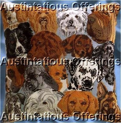 DOG BREEDS NEEDLEPOINT PILLOW KIT GERMAN SHEPHARD POODLE WESTIE DACHSHUND