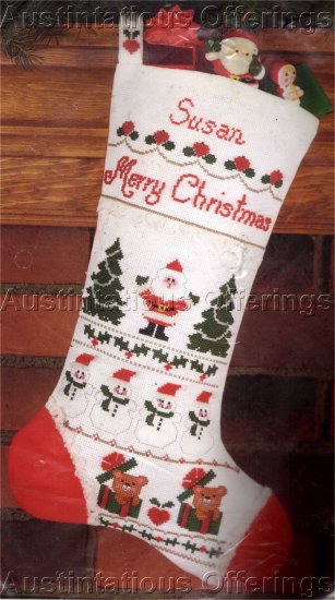 SANTA CLAUS CHRISTMAS SAMPLER STOCKING CROSS STITCH KIT