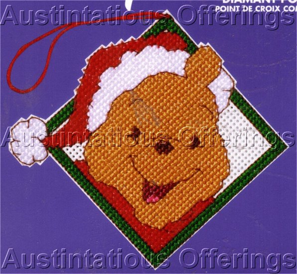 WINNIE POOH SANTA HAT CROSS STITCH KIT CHRISTMAS ORNAMENT