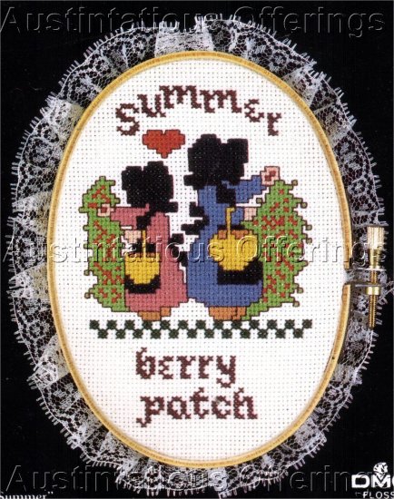 SIMPLE AMISH LADY PICKING BERRIES CROSS STITCH KIT