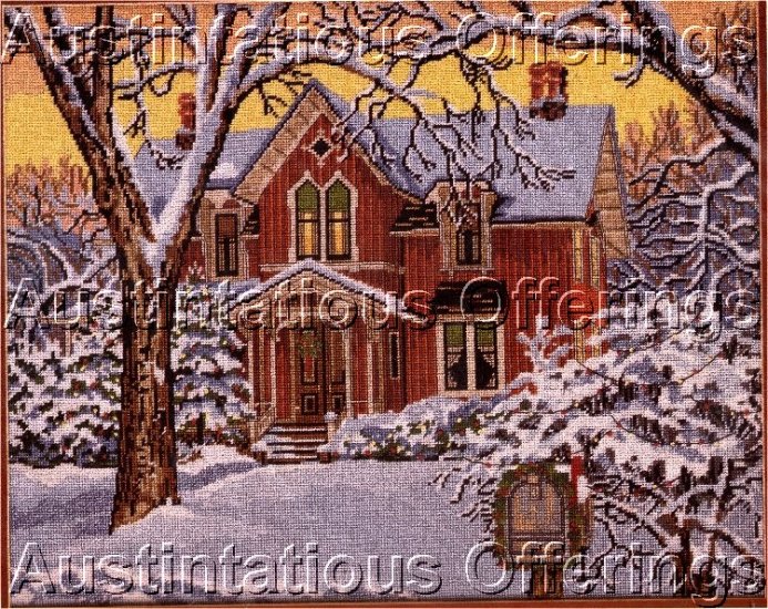 RARE SLOANE WINTER HOME FOR CHRISTMAS NEEDLEPOINT KIT THE OLD BRICK FARMHOUSE