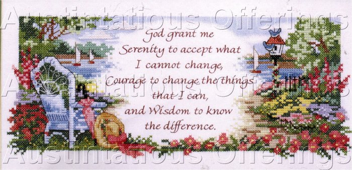 SERENITY FLORAL CROSS STITCH KIT BY BARBARA MOCK INSPIRATIONAL VERSE