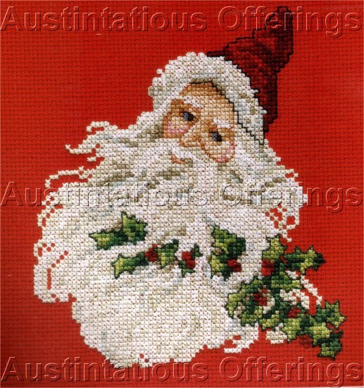 VINTAGE STYLE ST NICHOLAS CROSS STITCH KIT SANTA HOLLY