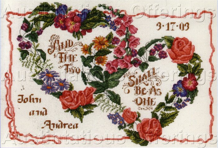 FLORAL WREATH MARRIAGE KEEPSAKE CROSS STITCH KIT MARRIAGE