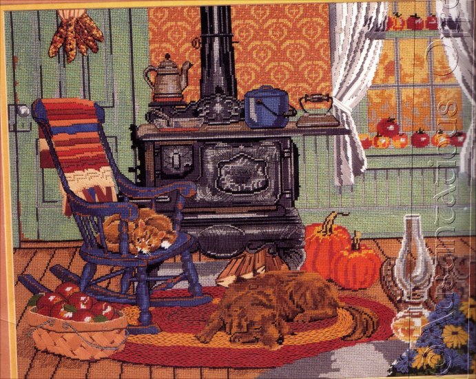 RARE SLOANE FALL HARVEST KITCHEN NEEDLEPOINT KIT PUMPKINS FAITHFUL DOG
