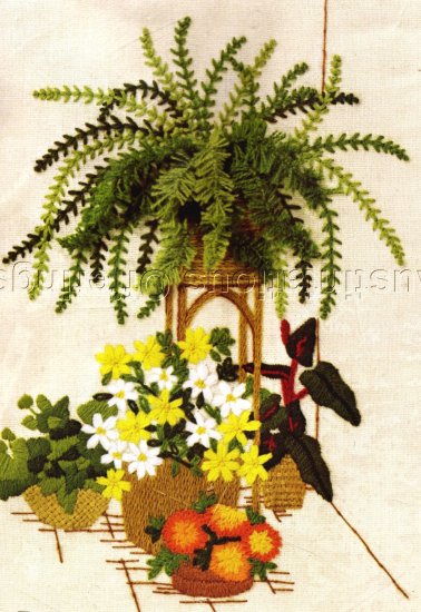 RARE FLOWER GARDEN GERRISH CREWEL EMBROIDERY KIT BOSTON FERN