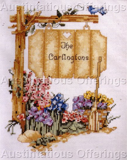 SPRING WELCOME FAMILY SIGN POST CROSS STITCH KIT WILLIAMS