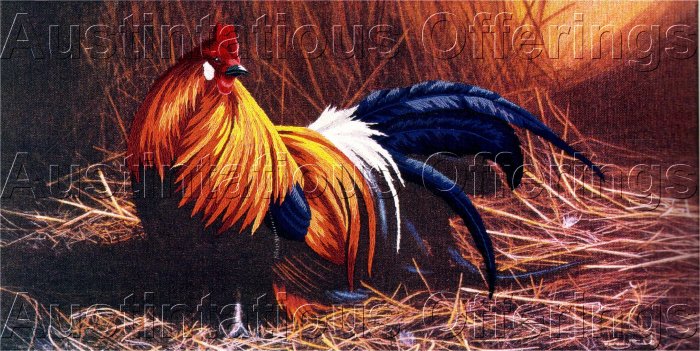 COUNTRY FARM ROOSTER CREWEL EMBROIDERY KIT COCKEREL