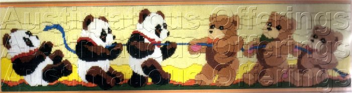 PANDA BEAR LONGSTITCH NEEDLEPOINT KIT TUG OF WAR TEDDY