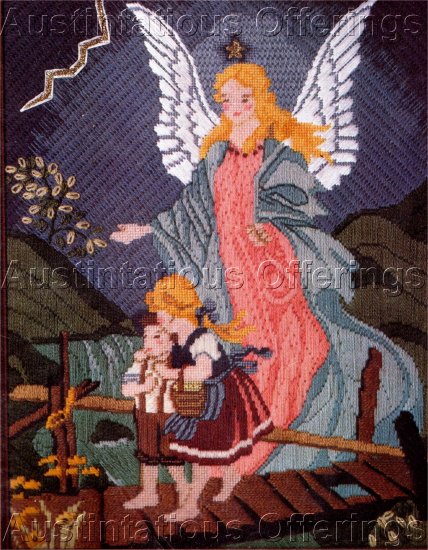 RARE TEXTURED NEEDLEPOINT KIT GUARDIAN ANGEL CHILDREN