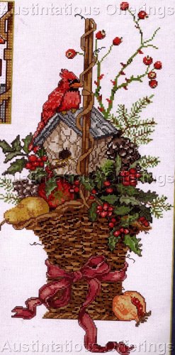 CARDINAL HOUSE WINTER BERRY BASKET CROSS STITCH KIT