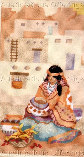 RARE GILLUM SOUTHWEST PUEBLO NATIVE AMERICAN MAIDEN NEEDLEPOINT KIT