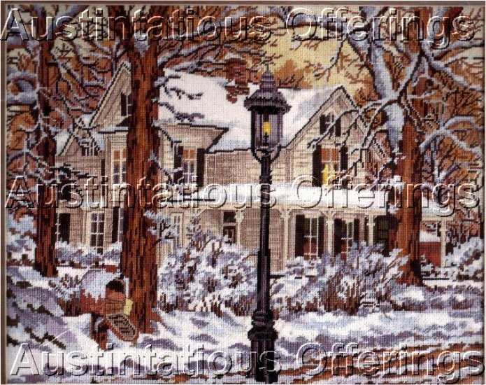 RARE JOHN SLOANE WINTER WOODS HOME NEEDLEPOINT KIT