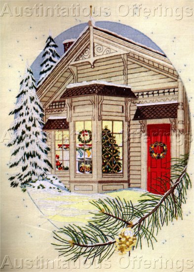 RARE GEORGIA BALL CREWEL EMBROIDERY KIT HOLIDAY SNOWY NIGHT