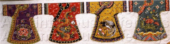JOAN ELLIOT ORIENTAL BEADED CROSS STITCH KIT ASIAN KIMONOS
