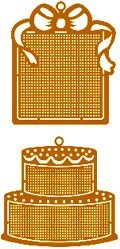 HARD TO FIND BRASS STITCHABLES CROSS STITCH ORNAMENTS W/ CHART CELEBRATIONS