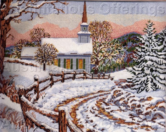 RARE JOHN SLOANE NEEDLEPOINT KIT WINTER HOLIDAY CHURCH CHRISTMAS SILENT NIGHT