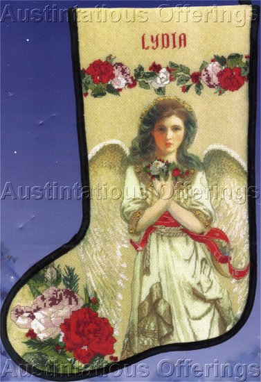 RENAISSANCE ANGEL EMBELLISHED CROSS STITCH KIT TIDINGS OF JOY STOCKING