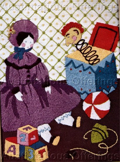 VICTORIAN DOLL CREWEL EMBROIDERY KIT JACK IN BOX TOYS