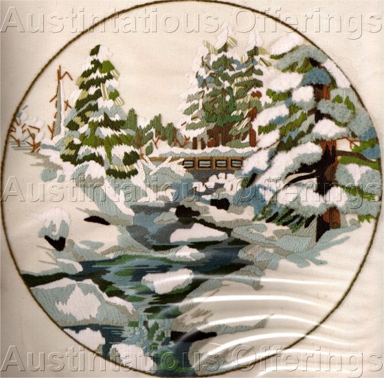 CHARLENE GERRISH MOUNTAIN STREAM CREWEL EMBROIDERY KIT WINTER