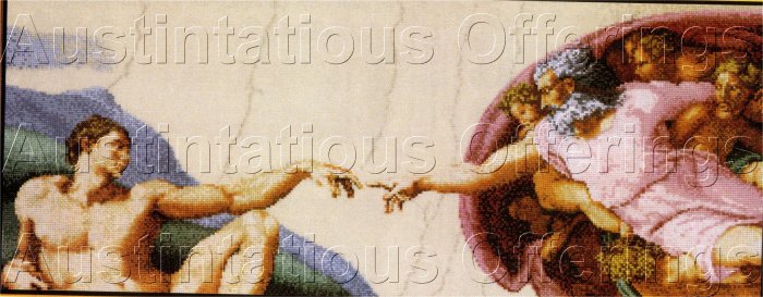 FINE ART REPRODUCTION MICHAELANGELO CROSS STITCH KIT CREATION OF ADAM