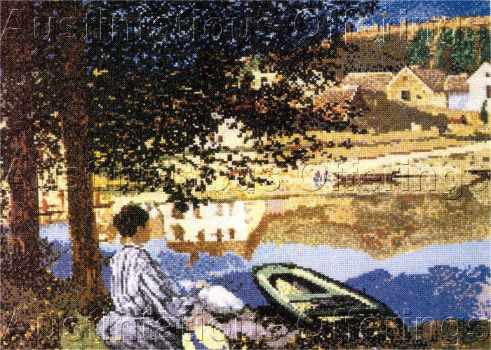 FINE ART MONET REPRODUCTION CROSS STITCH KIT THE RIVER