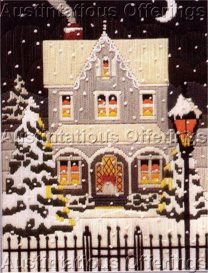 RARE VICTORIAN HOME LONGSTITCH NEEDLEPOINT KIT WINTER SNOWFALL