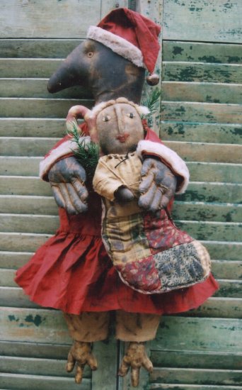 PRIMITIVE FOLK ART DOLL PATTERN CHART THE CHRISTMAS CROW