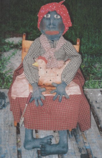 PRIMITIVE BLACK MAMMY DOLL FOLK ART PATTERN CHART GERALDINE'S HEN