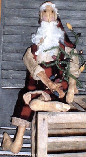 PRIMITIVE CHRISTMAS FOLK ART DOLL PATTERN CHART WOODSMAN SANTA