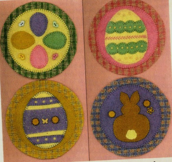 PRIMITIVE FOLK ART PATTERN CHART EASTER MINI PENNIES FELT EMBROIDERY