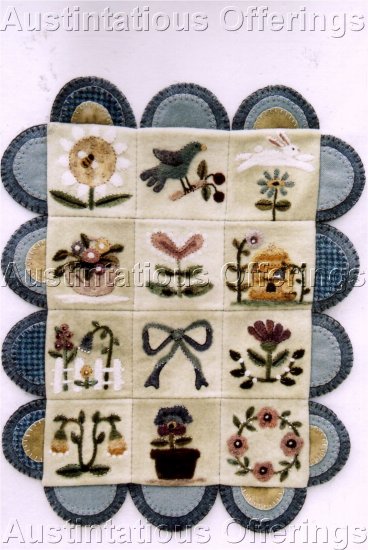 PRIMITIVE FOLK ART NEEDLE FELTING PATTERN CHART SPRINGTIME SAMPLER