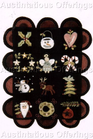 PRIMITIVE FOLK ART NEEDLE FELTING PATTERN CHART CHRISTMAS SAMPLER