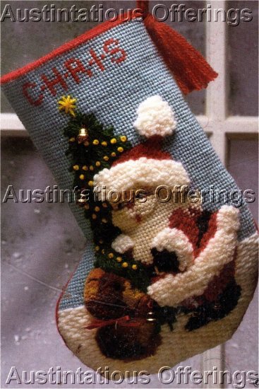 RARE MOREHEAD TEXTURED NEEDLEPOINT CHRISTMAS STOCKING KIT 10 MESH