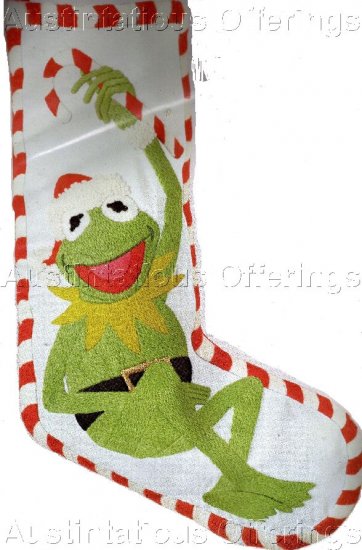 RARE KERMIT FROG CREWEL EMBROIDERY CHRISTMAS STOCKING KIT