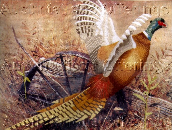 RARE HUNTING WILD GAME ROBERT ABBETT AUTUMN PHEASANT CREWEL EMBROIDERY KIT