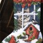 WINTER WINDOW SILL STAMPED CROSS STITCH CHRISTMAS STOCKING KIT KITTY CAT & BIRDS