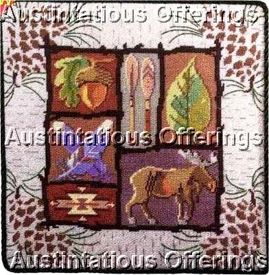 RARE RUSTIC MOOSE NEEDLEPOINT PILLOW KIT PINE CONE ACORN FOLK ART