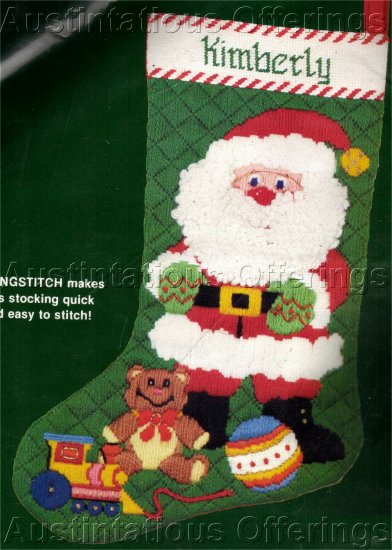 RARE SMITH SANTA CLAUS AT WORK LONGSTITCH NEEDLEPOINT STOCKING KIT TOY TRAIN