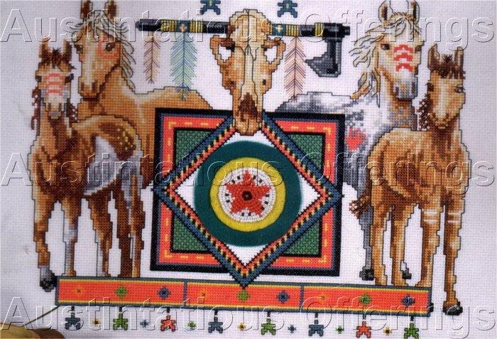 NATIVE AMERICAN HORSES CROSS STITCH KIT PAINTED PONIES