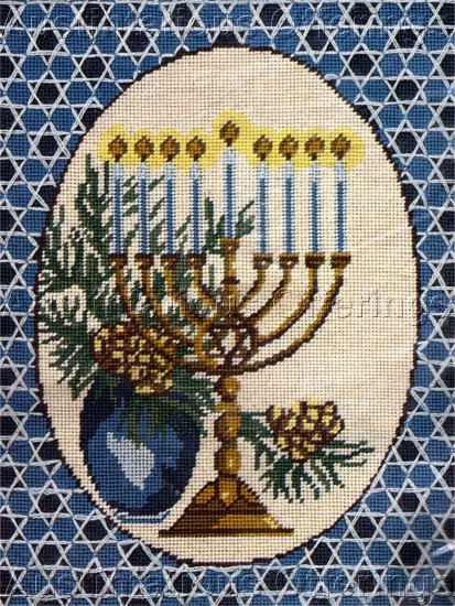 JUDAIC INTEREST HOLIDAY MENORAH NEEDLEPOINT KIT HANUKKAH