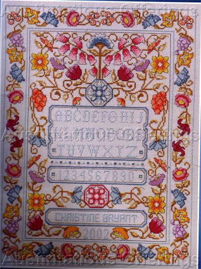 CONTEMPORARY COLORS JACOBEAN SAMPLER CROSS STITCH KIT