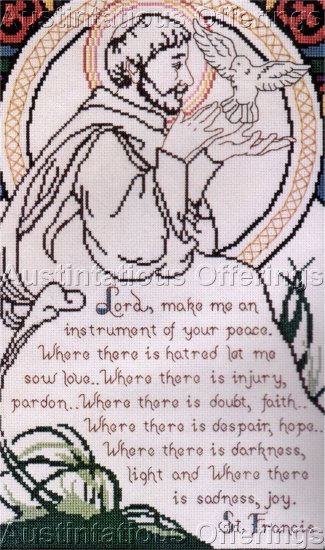 RARE POWELL INSPIRATIONAL CROSS STITCH SAMPLER KIT ST FRANCIS PRAYER